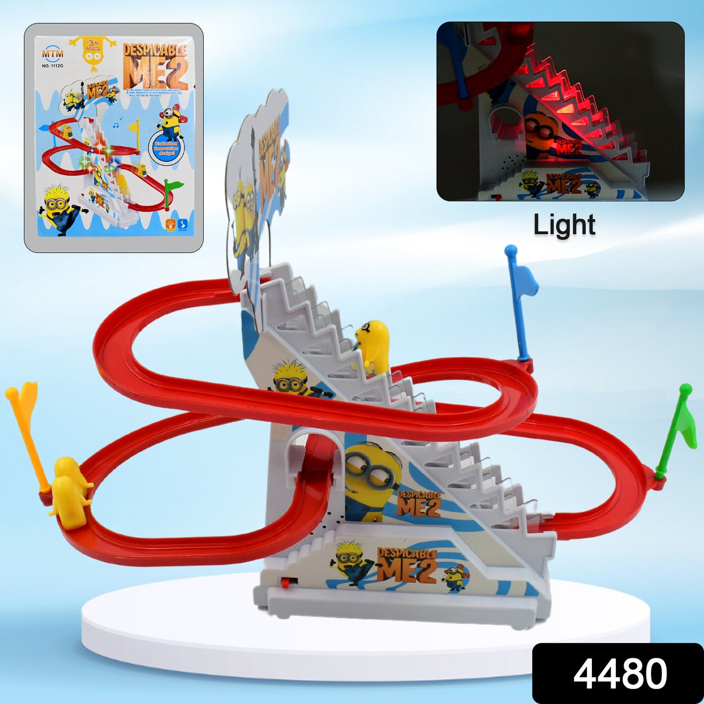 4480  Ducks Climb Stairs Toy Roller Coaster Electric Duck Chasing Race Track Set Fun Duck Stair Climbing Toy With Flashing Lights Music And 3 Ducks Small Ducks Climbing Toys