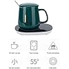 Auto Shut Off Hot Plate Personal Heated Ceramic Mug Desk Coffee Beverage Thermostatic Smart Heater Milk Tea Cocoa Water Home and Office Use Cup Spoon