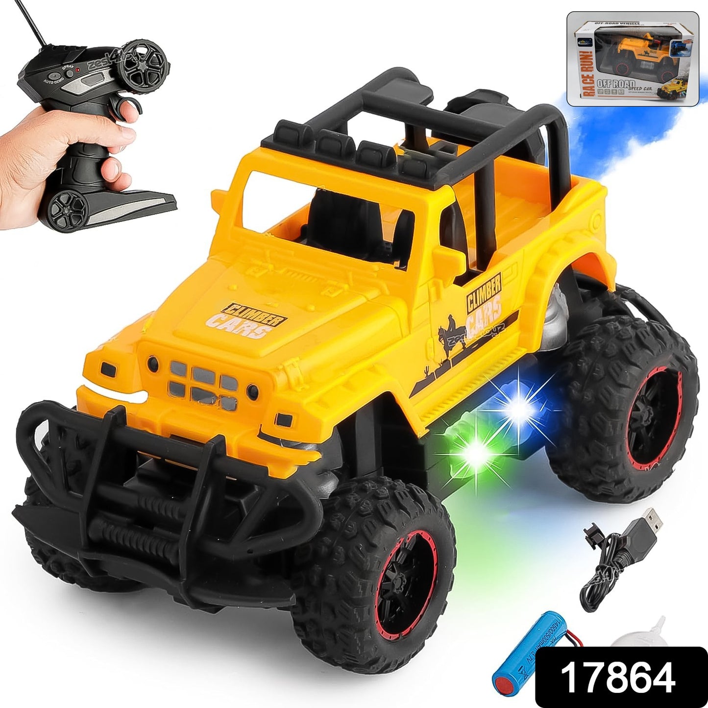 17864 Mist Spray Race Car Toy Off Road Speed Car With Smoke (Water Sprayer Mist With Light) High Strength Climbing Power  Smoke Effect (Color May Vary) Kids