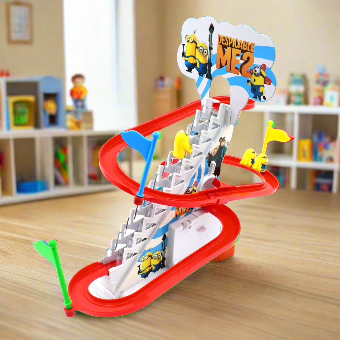 4480  Ducks Climb Stairs Toy Roller Coaster Electric Duck Chasing Race Track Set Fun Duck Stair Climbing Toy With Flashing Lights Music And 3 Ducks Small Ducks Climbing Toys