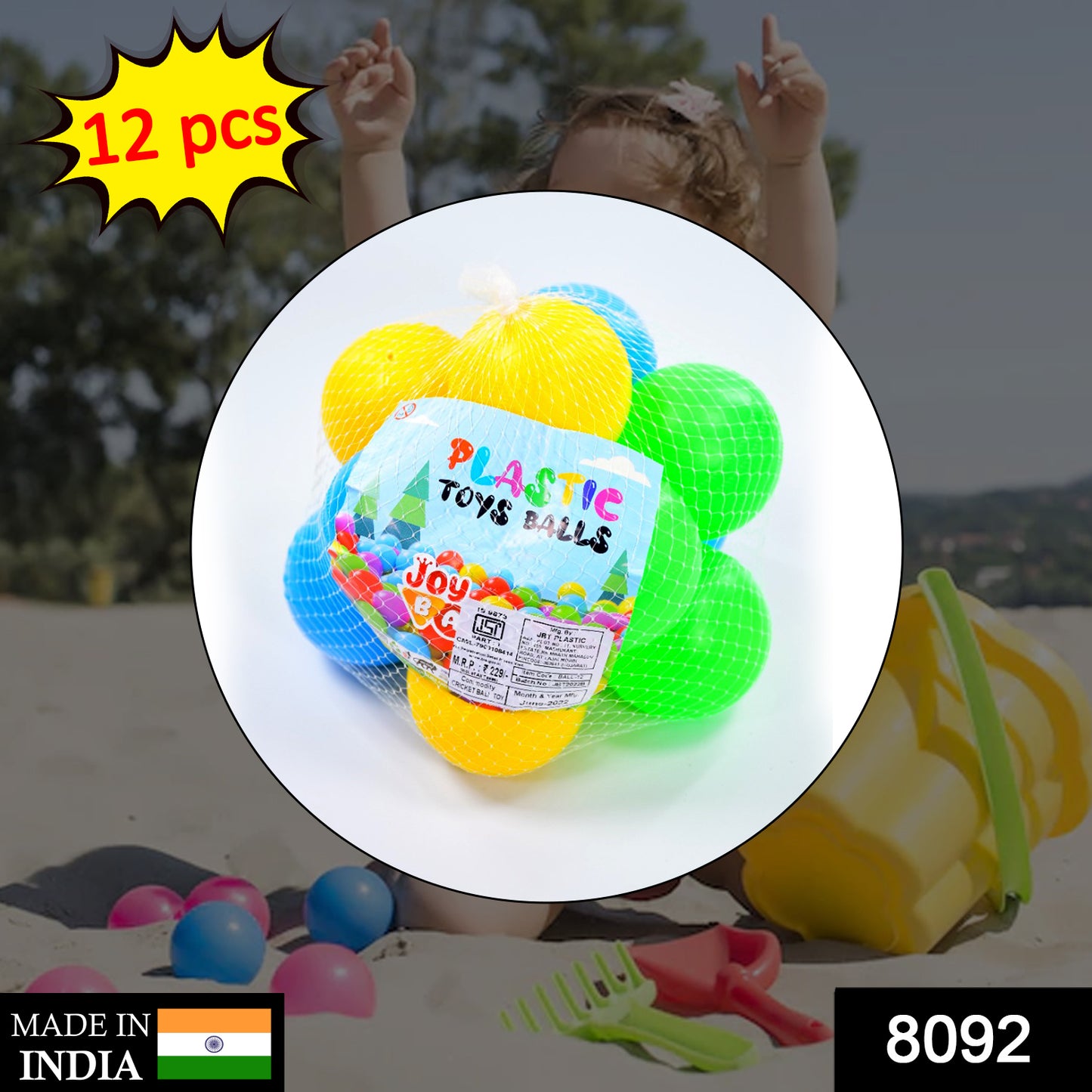 8092 Baby Premium Multicolour Balls For Kids Pool Pitocean Ball Without Sharp Edges Soft Balls For Toddler Play Tents  Tunnels Indoor  Outdoor