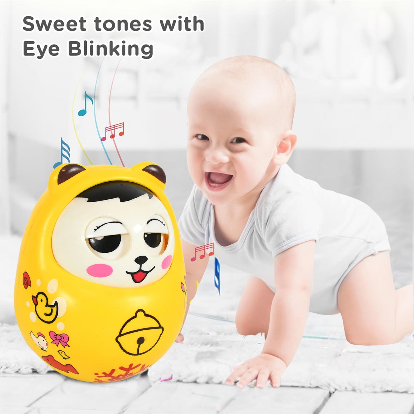 1935 Musical Roly Poly Toys For Baby  Push And Shake Wobbling Toy With Music  Tumbler Doll Toy For Babies  Sound Balancing Doll Toys For Baby Boys Girls 8+ Months Multicolor (1 Pc)