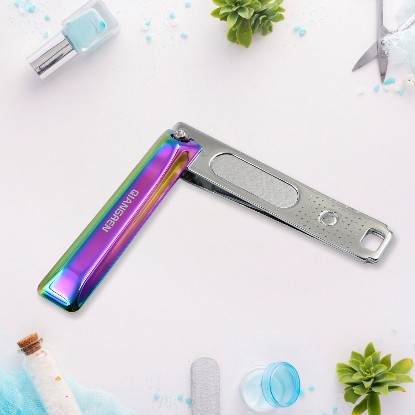 Stainless Steel Folding Portable Large Nail Clippers With Nail File (1 Pc  Mix Design)