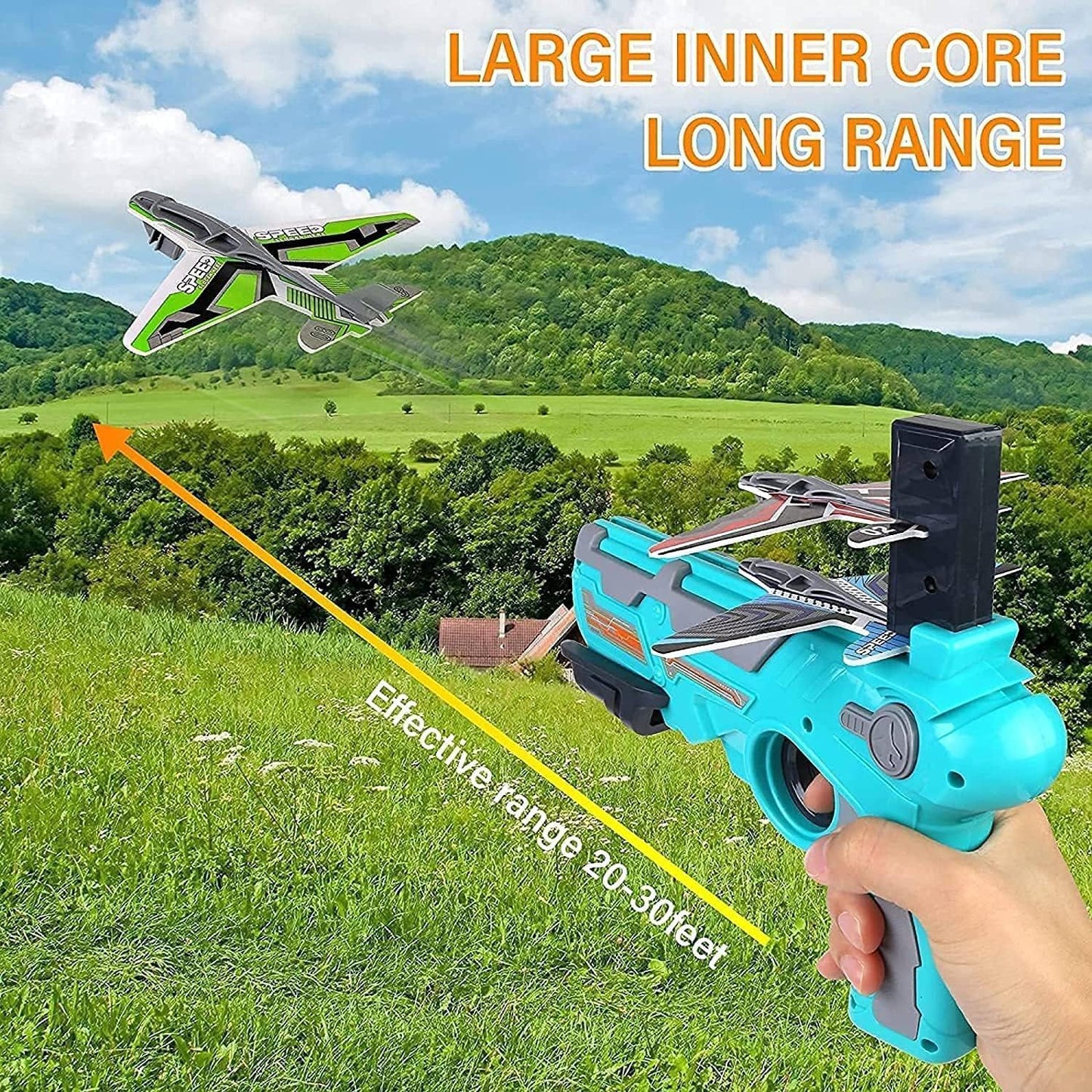 4710 Airplane Launcher Gun Toy With Foam Glider Planes Outdoor Games For Children Best Aeroplane Toys For Kids Air Battle Gun Toys  ( 5 Plane Include )