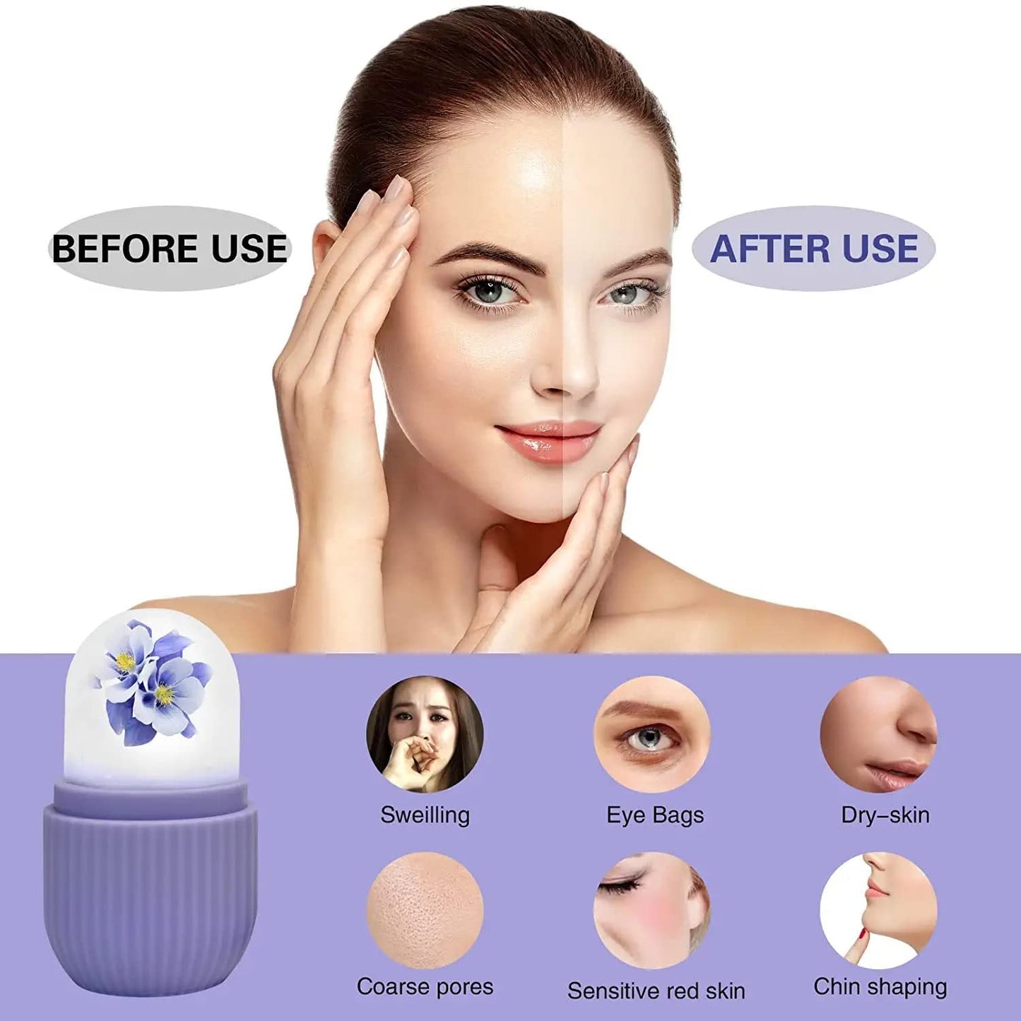 1224p Beauty Ice Roller For Face Massager  Eye Reusable Face Rollers Facial Roller ( Purple Color)